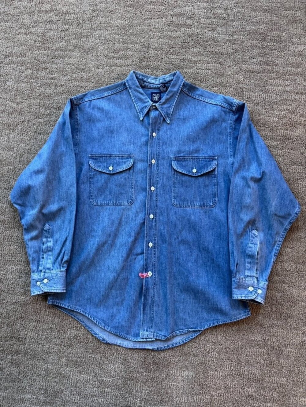VTG 90s Gap Denim Long Sleeve Button Down 100% Cotton Size Large USA Made